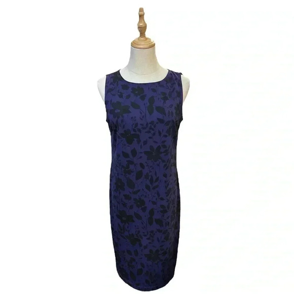 Casual Corner Purple Floral Dress Size M - Picture 1 of 6